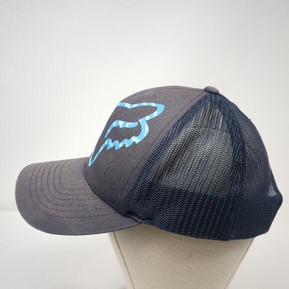 Fox Snapback Trucker Hat Blue One Size Adjustable Mesh Back Outdoor Printed - Picture 3 of 9